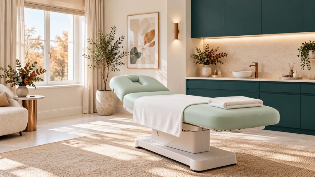 Illustration of a modern laser device in a bright clinic room.